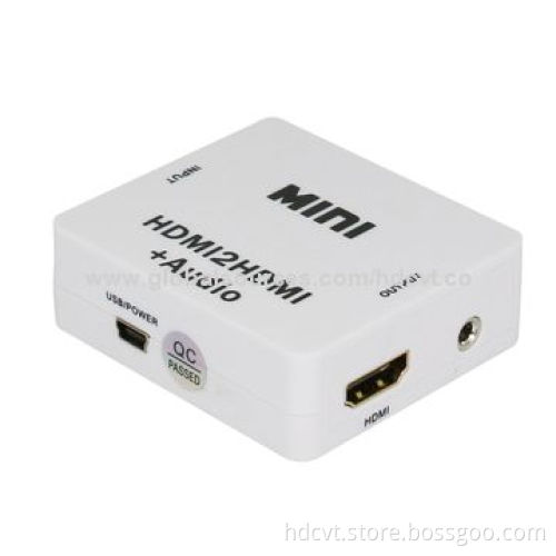 Mini HDMI1.3 to HDMI + Audio Converter with Low-power, Sized 66x55x20mmNew